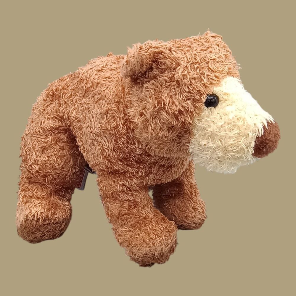 Douglas The Cuddle Toy Plush Brown Bear 9" Long. Standing On All Four Legs.